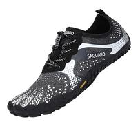 SAGUARO Mujer Hombre Barefoot Zapatillas Minimalistas Zapatillas de Trail Running Antideslizante Calzado Barefoot para Fitness Trekking Gym Hm Blanco,Gr.40