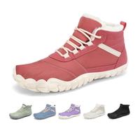 SAGUARO Mujer Invierno Botas Barefoot, Zapatillas Minimalistas Cálidas para Nieve y Senderismo, Uso Diario y Entrenamiento Rojo, Gr.40