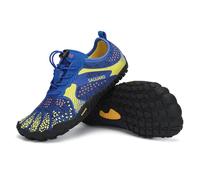 SAGUARO Niños Barefoot Zapatillas Niña Zapatillas Minimalista Transpirable Barefoot Escarpines Zapatillas de Trail Running, Niños Fast Ⅰ - Zapatos Barefoot Azul,Gr.28