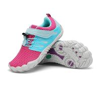 SAGUARO Zapatillas Barefoot Niña Niños Zapatillas Minimalista Antideslizante Barefoot Calzado Minimalista Zapatillas de Trail Running para Zero Drop Soles Rosa roja,Gr.36