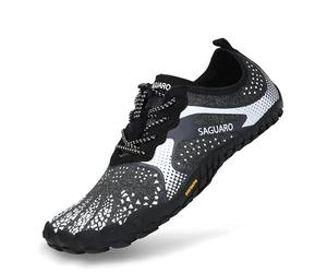 SAGUARO Zapatillas de Minimalista de Barefoot Trail Running Hombre Mujer Blanco 38