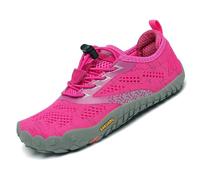 SAGUARO Zapatillas de Trail Niñas Calzado Descalzos Niños Zapatillas de Deporte Fitness Correr en Asfalto Transpirables Minimalistas Barefoot Zapatos Senderismo Antideslizantes Exterior Rosa 24 EU