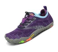 SAGUARO Zapatillas de Trail Niñas Calzado Descalzos Niños Zapatillas de Deporte Fitness Correr en Asfalto Transpirables Minimalistas Barefoot Zapatos Senderismo Antideslizantes Exterior Morado 36 EU