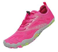 SAGUARO Zapatos Barefoot Hombre Zapatillas Minimalistas Mujer Calzado Trail Running Tejer Rosa Roja 38
