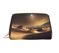 Sahara - Bolsa de maquillaje grande portátil de piel del desierto, piel de PVC, cierre de cremallera, bolsa de aseo de viaje, bolsa de almacenamiento de viaje, color blanco, talla única, White, Talla