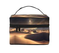 Sahara Desert - Bolsa de cosméticos de viaje para mujer, (9 x 6.5 x 6.2 pulgadas), bolsa de cosméticos portátil de gran capacidad, bolsa de cosméticos grande para niñas, Negro -, Talla única