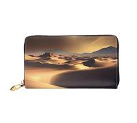 Sahara Desert - Cartera larga con cremallera para mujer, 7.48 x 4.13 pulgadas, viene con ranuras para tarjetas de crédito en el interior, ligera y duradera., Negro -, Talla única, Moderno
