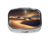 Sahara Desert Travel - Caja de almacenamiento de píldoras cuadrada portátil (pastillero de 2 compartimentos), caja de almacenamiento de medicamentos y vitaminas