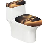 Sahara - Juego de 2 fundas para asiento de inodoro con diseño de desierto con tapa de tanque, se adapta a inodoros en forma de U o extendidos, perfecto para inauguración de la casa, cumpleaños y