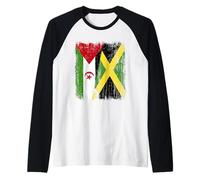 Sahara Occidental Jamaica Media Bandera Saharaui Jamaicana Heritage Camiseta Manga Raglan