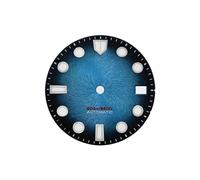 Saharuse Dial de 28,5mm, Deslumbrante gradiente Viento sin Marca garrapata, Accesorios Reloj Lume Azul, Movimiento NH35 NH36 SKX007, 1 ud(Lake Blue,No Tick Mark)