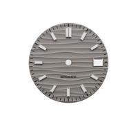 Saharuse Esfera con patrón de Onda for Movimiento NH35 NH36, índice Tira pequeña 28,5mm, Logotipo Personalizado a Las 3 en punto/6/sin Fecha, 1 ud(Coffee Color,No Date no Logo)