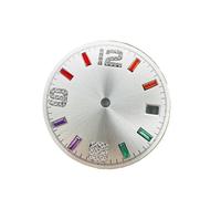 Saharuse Esfera de Reloj 28,5mm, Accesorios Repuesto con patrón Sol, Escala, Caras arcoíris for Movimiento NH35 NH36 4R 7S, 1 ud(White 1230-1 Hands)