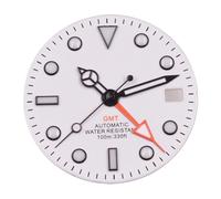 Saharuse Esfera de Reloj GMT estéril, 29mm, Blanco/Negro, manecillas aptas for Piezas Movimiento NH34 NH34A, Verde Luminoso, 1 ud(A-5)