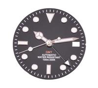 Saharuse Reloj con Esfera estéril, manecillas GMT, Color Verde, Blanco Luminoso/Negro, 29mm, Apto for Movimiento NH34 NH34A, 1 ud(A11)