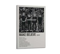 SAHEAWEBWBAE Weezer Make Believe - Póster estético para pared, lienzo vintage, pintura decorativa, para sala de estar, dormitorio, decoración de habitación, 50 x 75 cm, estilo marco