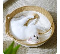 Sahgsa Cama de gato tejida a mano, de cuerda de algodón, plegable, para dormir, hecha a mano, para gatos