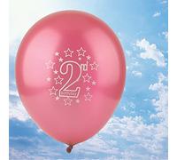 Sahgsa Globo Número 2, Juego de Látex Duradero para Decoración de Fiesta de Cumpleaños, Rosa, Rojo, Azul Claro, Azul Oscuro, 10 Uds. (Rosa)