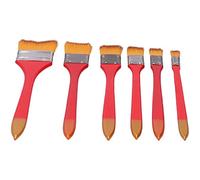 Sahgsa Juego de Pinceles de Pintura Profesionales de Pelo de Nailon Plano con Tubo de Latón para Herramientas de Arte Al óleo Acrílico para Artistas Kit de Pinceles Rojos de 6 Piezas para