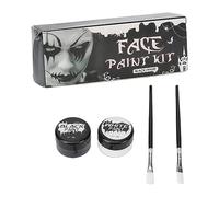 Sahgsa Kit de pintura facial en blanco y negro con pinceles para cosplay, Halloween, teatro, pintura corporal en blanco y negro, ingredientes profesionales, textura crema facial
