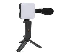 Sahgsa Kit Profesional de Estudio Vlog para Teléfono Inteligente con Micrófono de Luz de Relleno para Trípode para Sesión de Cámara, Equipo de Vlogging Portátil para Creadores de Contenido