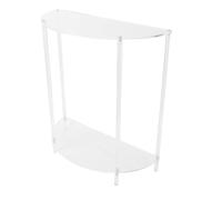 Sahgsa Moderna mesita de noche de acrílico con forma de media elipse, de 2 niveles, para salón, dormitorio y mesita de noche