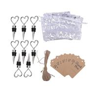 Sahgsa Set de Tapón de Vino en Forma de Corazón de 8 piezas: Tapones de Botella con Bolsas de regalos, Etiquetas y Cuerda de Yute | Regalos de Celebración de Bodas, Cumpleaños