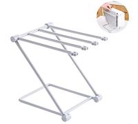 Sahgsa Toallero de encimeras, toallero independiente con cuatro barras vertical plegable toallero de plástico toallero de baño cocina toallero