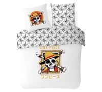 SAHINLER - Funda nórdica One Piece Luffy Pirate de 220 x 240 cm y 2 fundas de almohada de 63 x 63 cm, 100% algodón, color blanco