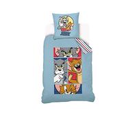 SAHINLER - Funda nórdica Tom and Jerry Try and Catch Me 140 x 200 cm + funda de almohada de 63 x 63 cm, 100% algodón, color azul (cómic)