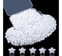 Sahoottie 1000 cuentas blancas con forma de estrella para pulseras, perlas de estrella con agujero grande, para enhebrar, cuentas de pony, cadenas, manualidades, con caja de almacenamiento
