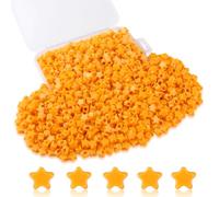 Sahoottie 1000 cuentas de color naranja con forma de estrella para pulseras, perlas de estrella con agujero grande, para enhebrar, cuentas de pony, cadenas, manualidades, con caja de almacenamiento