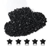 Sahoottie 1000 cuentas negras de estrella pony, perlas negras para pulseras, perlas de estrella con agujero grande, perlas de estrella para enhebrar, cuentas de pony, para perlas de pelo, cadenas