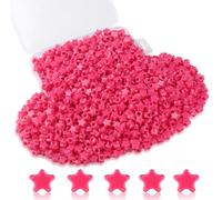Sahoottie 1000 unidades de perlas de color rojo rosa con forma de estrella para pulseras, perlas de estrella con agujero grande para enhebrar, cuentas de pony para perlas de pelo, cadenas