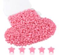 Sahoottie 1000 unidades de perlas rosas para pulseras, cuentas de estrella con agujero grande, para enhebrar, cuentas de pony, cadenas, manualidades, con caja de almacenamiento