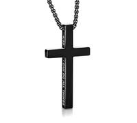 Sahoottie Collar de cruz para hombre, cadena con colgante de cruz de Filipenses 4:13, cadena para hombre, acero inoxidable, plata, collar cristiano para hombre, 19 pulgadas, 21 pulgadas, 23 pulgadas