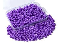 Sahoottie Cuentas de pony moradas de 6 x 9 mm, perlas de color lila, con agujero grande, para trenzas, pony, perlas para enhebrar, para pulseras, collares, manualidades, 500 unidades