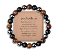 Sahoottie Pulseras de cristal de 8 mm para mujer, pulseras de cuentas de piedras preciosas curativas para buena suerte, viajes seguros, alivio de la ansiedad y protección, cumpleaños, San Valentín
