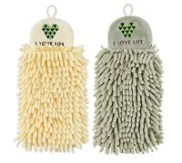 SAHROO de Toallas Colgantes de Cocina de 2 Piezas, Toallas de Limpieza de Cara de Chenilla, Toallas de BañO