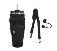 Sahunfri Bolsa para botella Stanley Cup de 40 onzas, soporte para botella de agua para taza Stanley con cubierta de popote de silicona, correa ajustable, bolsillo para teléfono, accesorios para bolsa
