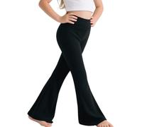 Sahunfri Pantalones Acampanados Niña con Elasticidad, Pantalones Deportivos Yoga para Teenagers Niñas y Niños (FR/ES, Edad, 7 años, 8 años, Regular, Negro)