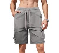 Sahunfri Pantalones Cortos Cargo tácticos para Hombre, Estilo Chino Premium de 6 Bolsillos, para Exteriores y Uso Urbano (FR/ES, Letras, XXL, Regular, Regular, Gris)
