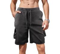 Sahunfri Pantalones Cortos Cargo tácticos para Hombre, Estilo Chino Premium de 6 Bolsillos, para Exteriores y Uso Urbano (FR/ES, Letras, XXL, Regular, Regular, Negro)