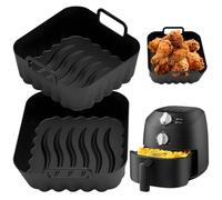 Sahunfri Paquete de 2 forros de silicona para freidora de aire compatibles con freidora de aire Midea de 2 L, forro de silicona antiadherente reutilizable con asas para un fácil agarre, apto para