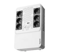 SAI Keor multiplug, 310082 de Legrand, line interactive con 6 bases Schuko y protección integrada 800VA 480W y autonomía de 10 a 15 minutos, blanco/negro