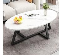 SAIAODI Mesa de Centro Ovalada, Centros Decorativos Modernos Para Salón, Espacio Pequeño, Auxiliar de Metal y Tapa de MDF