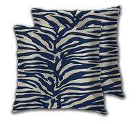 SAIAOS Funda de cojín de 60 x 60 cm, estampado de cebra azul marino, juego de 2 fundas de almohada cuadradas decorativas para sala de estar, sofá, silla, cama