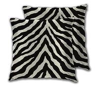 SAIAOS Funda de cojín de 65 x 65 cm, estampado de textura de cebra blanca y negra, juego de 2 fundas de almohada cuadradas decorativas para sala de estar, sofá, silla, cama, 65 x 65 cm