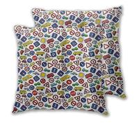 SAIAOS Fundas de Cojín Paquete de 2, Señales de tráfico de Coches de autobús Lindo único Estilo de Caricatura de Carretera de Bicicleta Dibujado a Mano,Decorativa Impreso Caso de Almohada Cuadrado