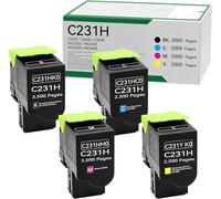 SAIBOYA C2325H C231HK0 C231HC0 C231HM0 C231HY0 Cartucho de tóner compatible con impresoras Lexmark C2325 C2425 C2535 MC2325 MC2425 MC2535 MC2640. (paquete de 4)